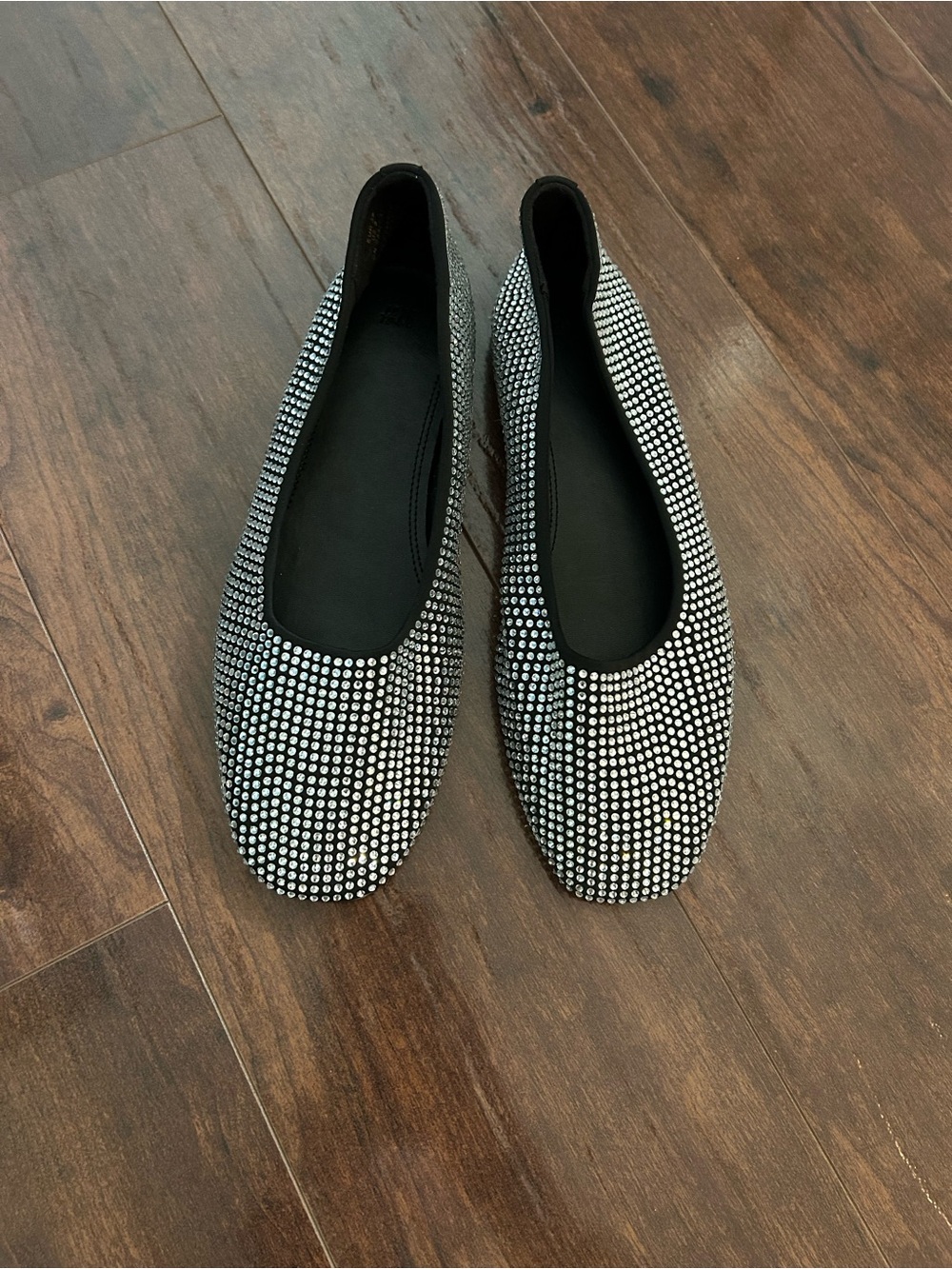 New H&M Women's Black Rhinestone Ballet Flats